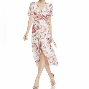 NWOT BARDOT midi short sleeve floral wrap dress